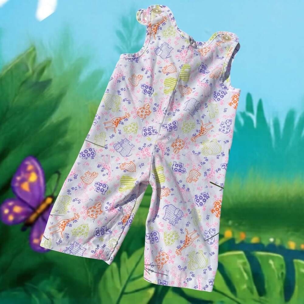Vintage Zoo Animal Print Romper, Best 6-9m
